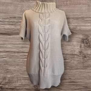 New York & Company Beige Cowl Neck Sweater Medium